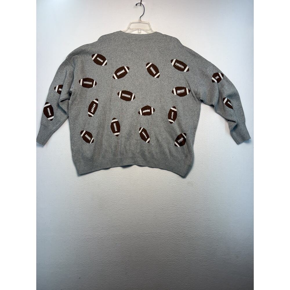 Vince Camuto Women’s XL Gray Football 100% Cotton Sweater Crewneck Casual Cozy - Picture 3 of 10